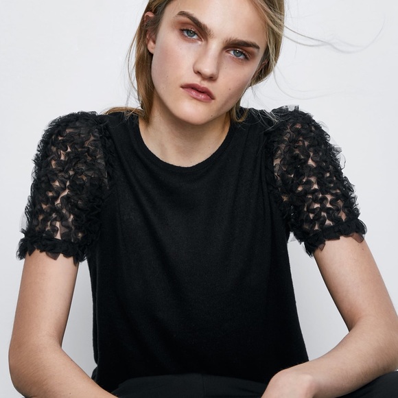 Zara | Sweaters | Zara Tulle Sleeve 